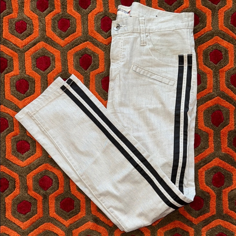 MAKE OFFER G by Guess White Pants Jeans White with Black side Stripes Men's 33